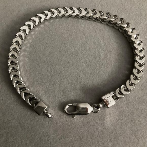 NEW- Solid 5.2mm 925 Silver Rhodium Coated Franco Link 8in Bracelet~ITALY - Picture 6 of 11